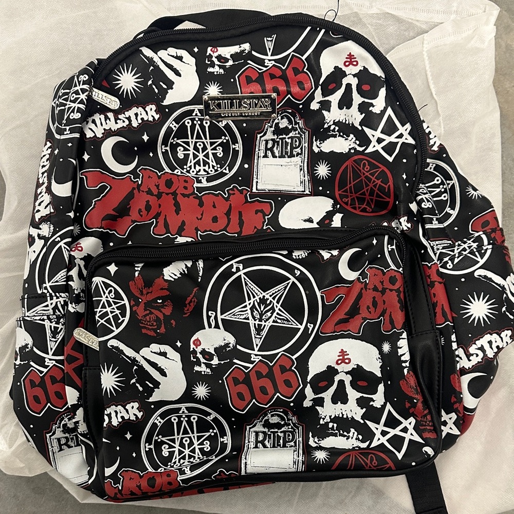 Killstar Rob Zombie Graphic Backpack - Black, White, Red